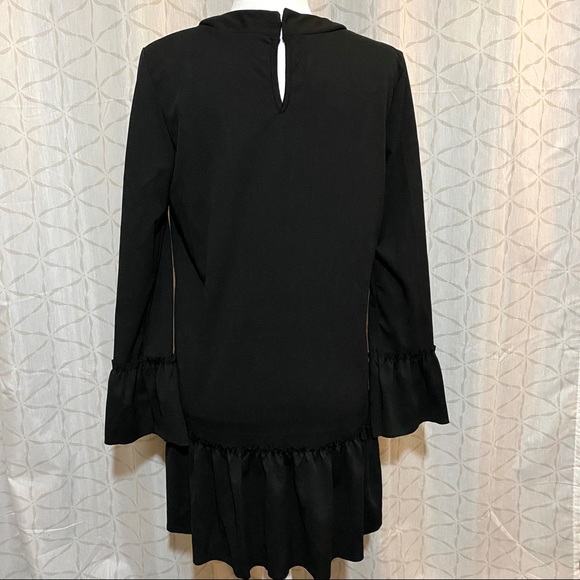 Black Ruffle Hem Shift Dress - Picture 2 of 7